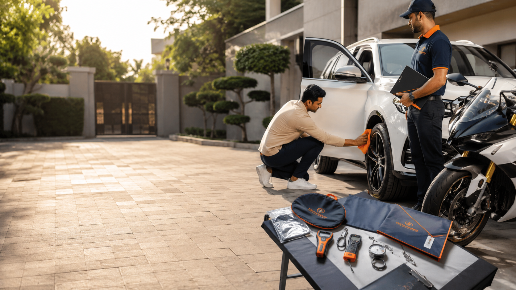 Car and bike prepared for professional vehicle transportation